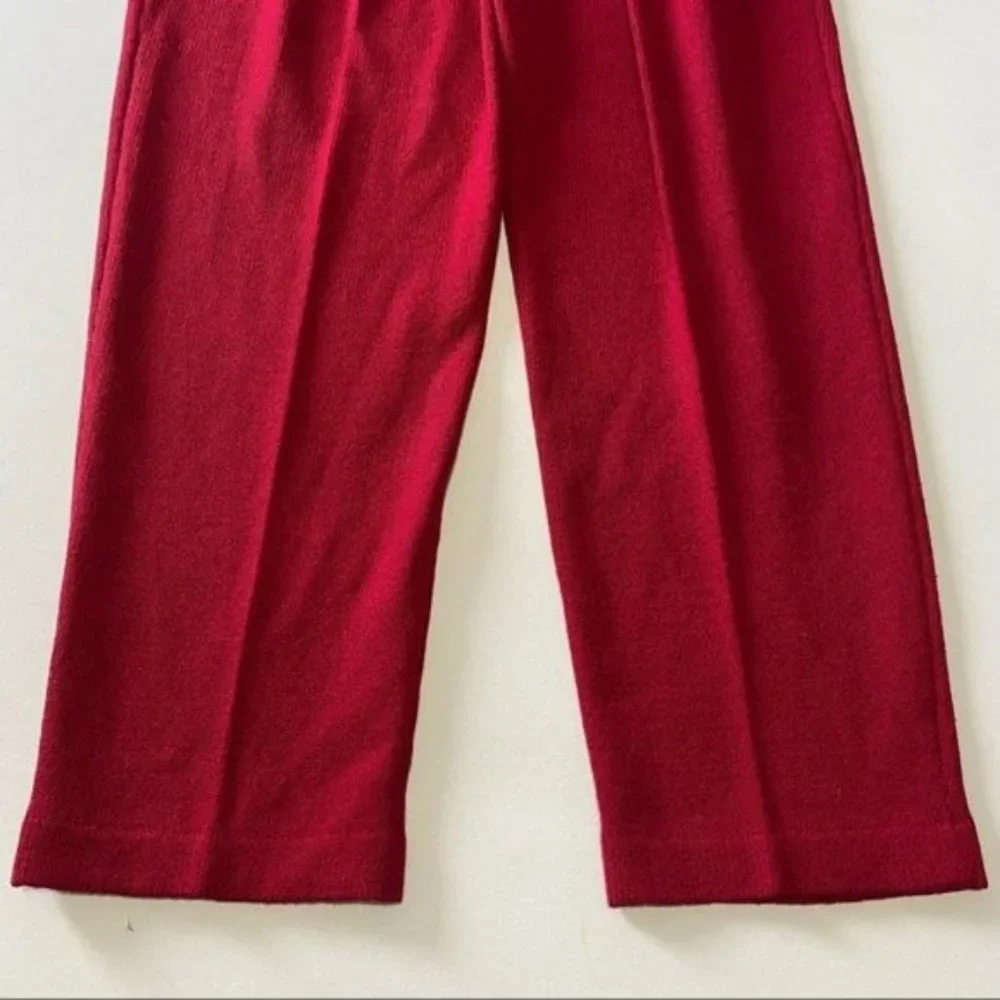 Vintage St. John Collection Santana Knit Red Pleated Pants Women’s Size 6 - Picture 5 of 9